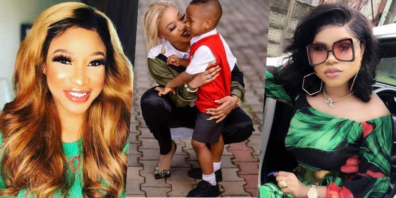 Tonto Dikeh’s Son Gifts Phones, Bags Of Rice To Celebrate Bobrisky's Birthday