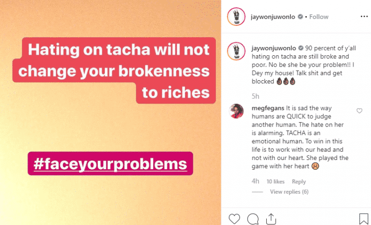 '90% of y’all hating on Tacha are still broke and poor' – Jaywon