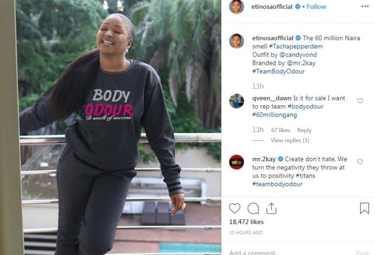 BBNaija: ’60 million Nigerians have body odour’ – Etinosa shows support for Tacha