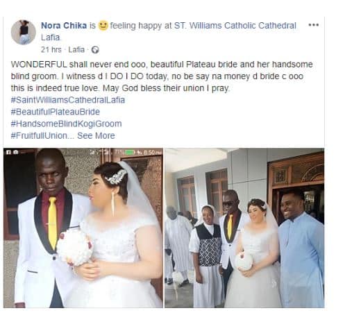 Lady walks down the aisle with her blind fiancé in Nasarawa State (photos)