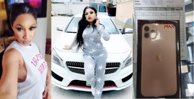 Bobrisky reacts as Tonto Dikeh gifts him new iPhone 11 Pro