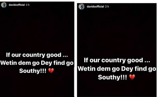 Davido reacts to Xenophobic attacks on Nigerians in South Africa