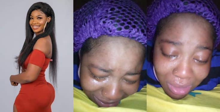 Nigerian lady weeps bitterly following Tacha’s disqualification (Photos)
