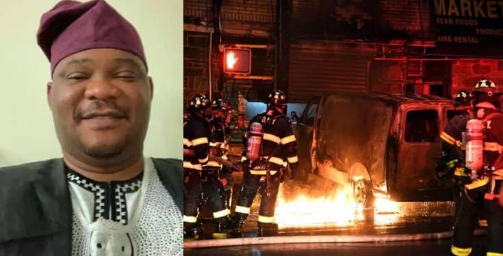 Nigerian man intentionally drives van into ex-wife’s house, causing fire (photos)