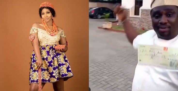 Man offers Tacha ₦5 million cheque as he mocks Peter Okoye, and Jaruma (video)
