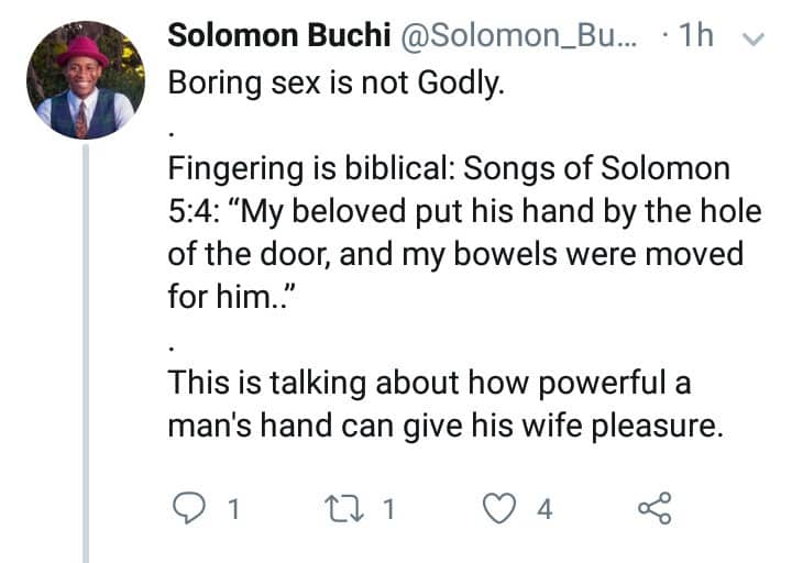 Nigerian man says "fingering and giving head is biblical" 