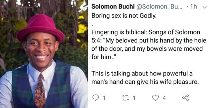 Nigerian man says "fingering and giving head is biblical"