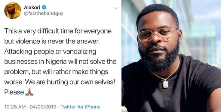 #Xenophobia: Falz condemns attacks on MTN, Shoprite, others by Nigerians