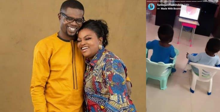 Actress Funke Akindele shows off her twin boys