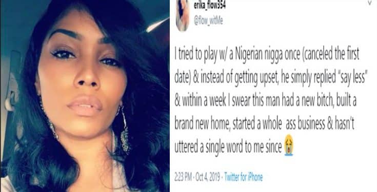 American lady reveals how a Nigerian man humbled her while playing hard-to-get