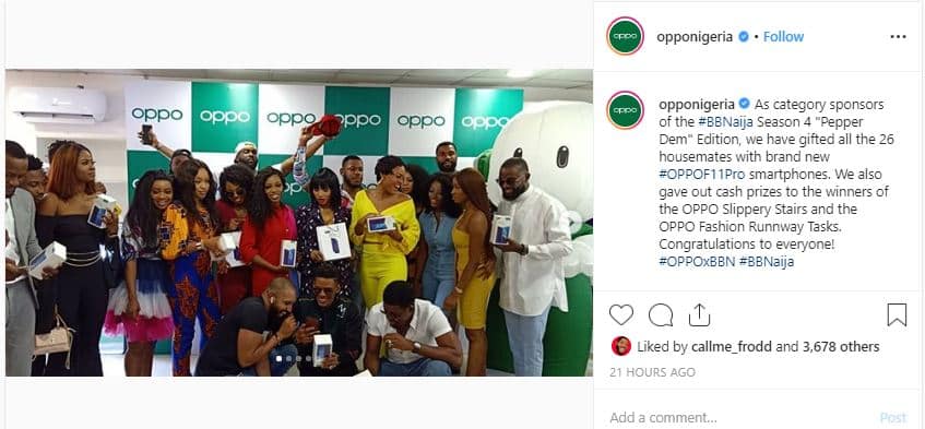 BBNaija: Ex-housemates receive smartphones from OPPO Nigeria (Photos)