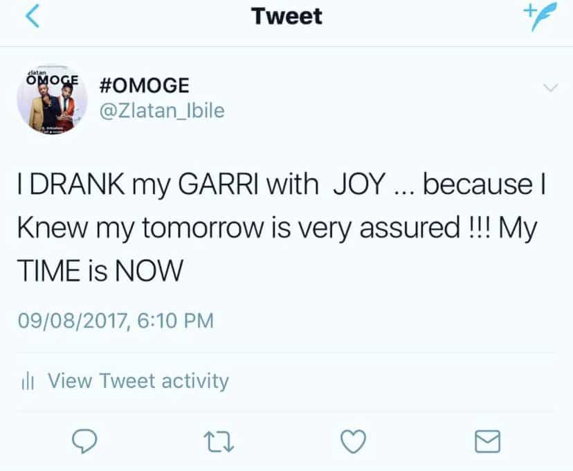 â€I drank my garri with joy because I knew my tomorrow is assuredâ€ â€“ Zlatan reveals how he used to do menial jobs to survive
