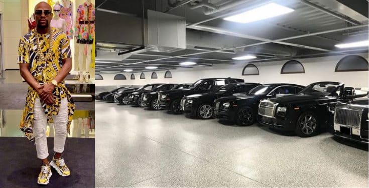 Floyd Mayweather shows off luxury vehicles in his garage