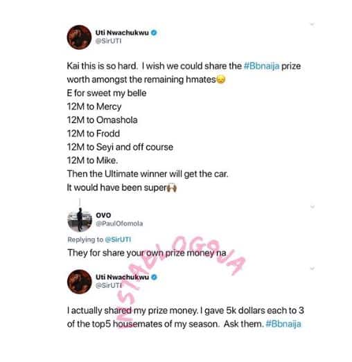 'I shared my prize money' - Ex-BBA winner, Uti Nwachukwu