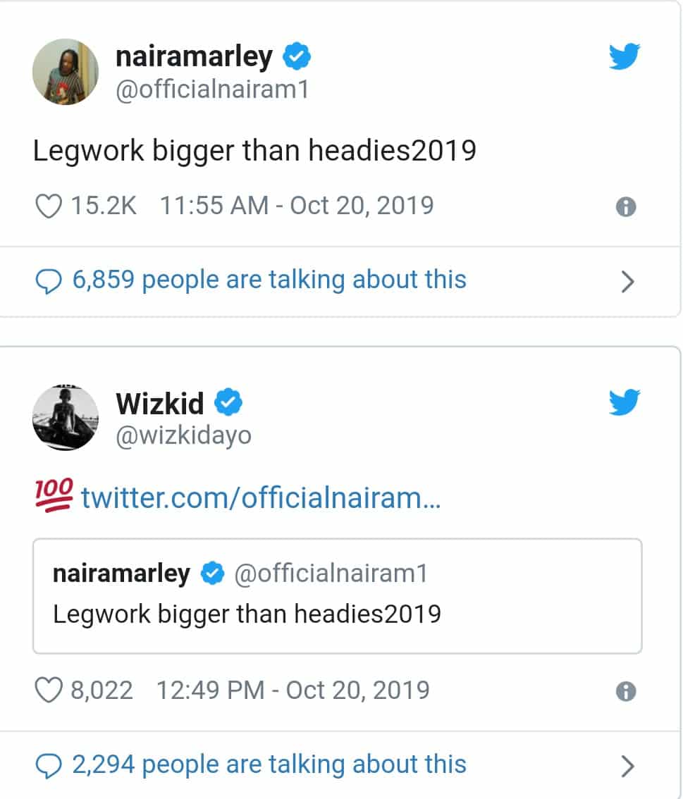 Wizkid and Naira Marley shade ‘Headies 2019’ after Zlatan lost to Rema