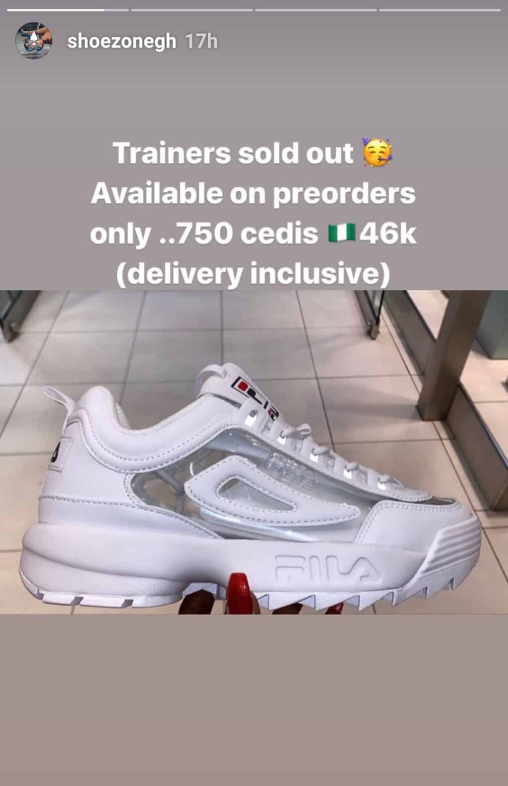 Trainers Sold Out Barely An Hour After Tacha Poses In Them  