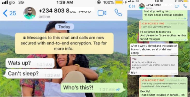 Lady shares screenshots of intimate messages an e-cab driver sent her after her ride