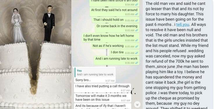Man cancels his wedding due to outrageous list of bride price