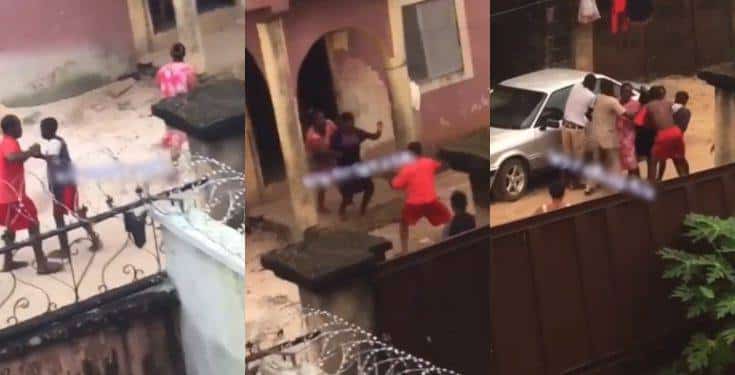 Mother and children beat up their dad for finishing the food at home (Video)
