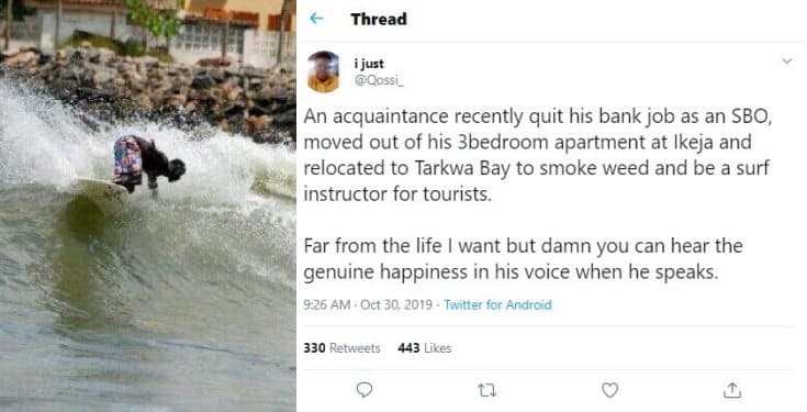 Nigerian man quits his bank job for a life by the beach side