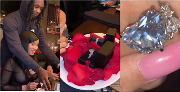 Offset surprises Cardi B with a huge diamond ring on her birthday (Video)