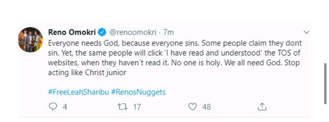 We All Need God, Stop Acting Like Christ Junior - Reno Omokri  