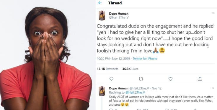 Lady narrates how a male friend proposed to his girlfriend to shut her up
