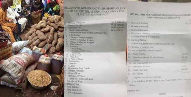 Man shocked as Mbaise traditional marriage list amounts to ₦1 million