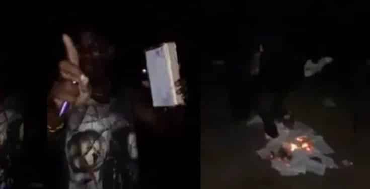 Man spotted burning the Bible, says there is no power in it as Christians claim (video)