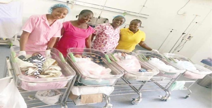 Nigerian woman gives birth to quintuplets after 16 years of childlessness
