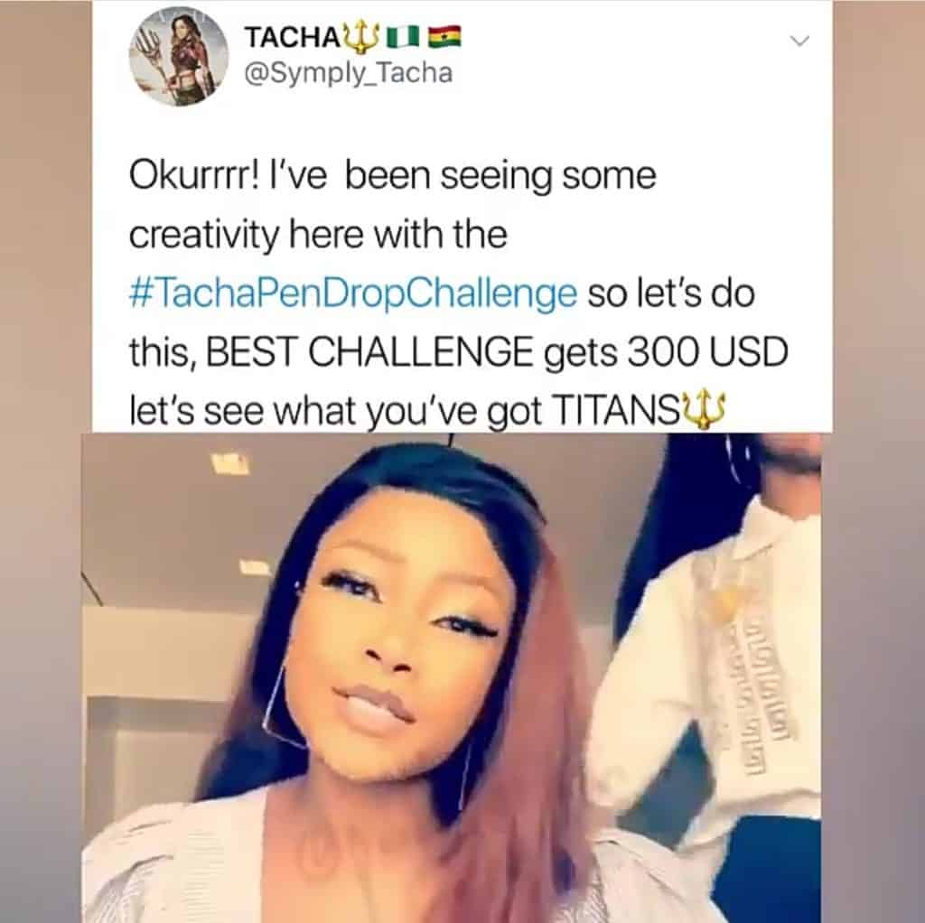 Tacha to give $300 to winner of viral #DropPenChallenge