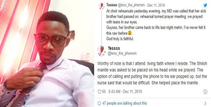 Church member shares testimony on how a man came back to life after prayers