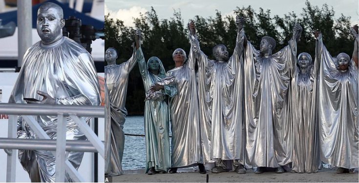 Kanye West covers entire body in silver for new opera, 'Mary' (photos)