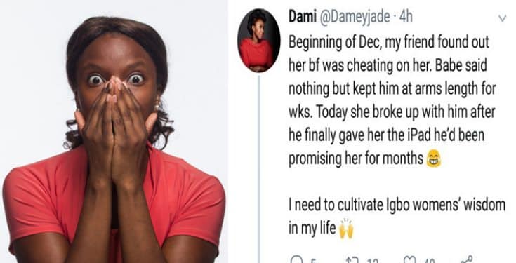Lady dumps her cheating boyfriend after waiting till he fulfilled his promise