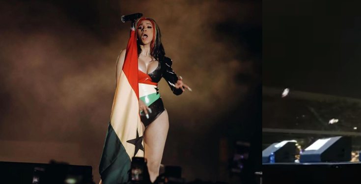 Moment angry fans threw bottles on stage at Cardi B’s concert (video)