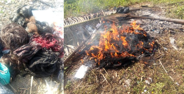 Nigerian Lady Gives Her Life To Christ, Burns Her Makeup Kit, Wigs & Trousers (Photos)