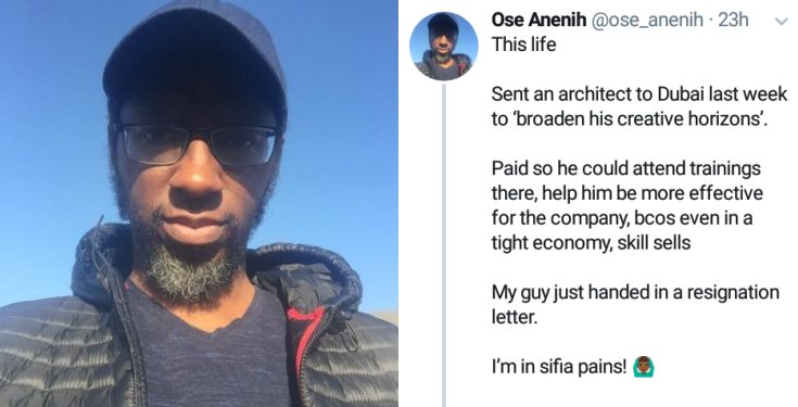 Nigerian entrepreneur narrates how an employee he sent to Dubai for training resigned upon return