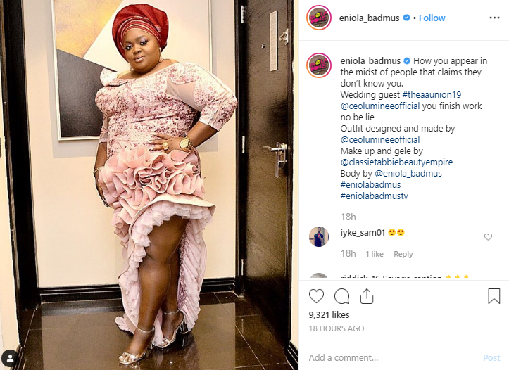 Eniola Badmus shades Omotola Ekeinde as she makes grand entrance at a wedding