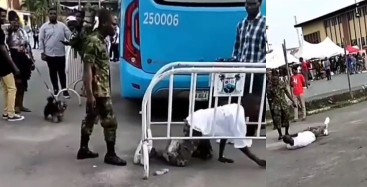 Soldier assaults boy for wearing camo trouser to an event in Lagos (video)