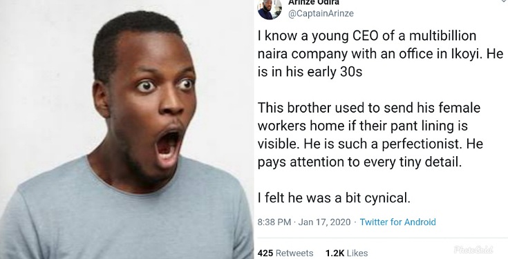 Man narrates how CEO of Lagos company sends female staff home over