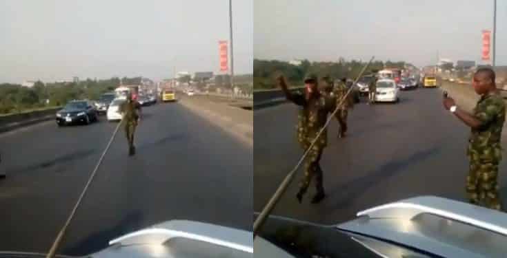 'They can't do anything' - Nigerian cadets say as they cause traffic jam on expressway (video)