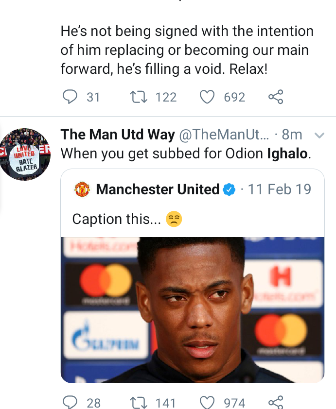 ‘Him don buy new laptop for the Babalawo wey help am’ – Twitter Users react to reports of Man U. signing Odion Ighalo.