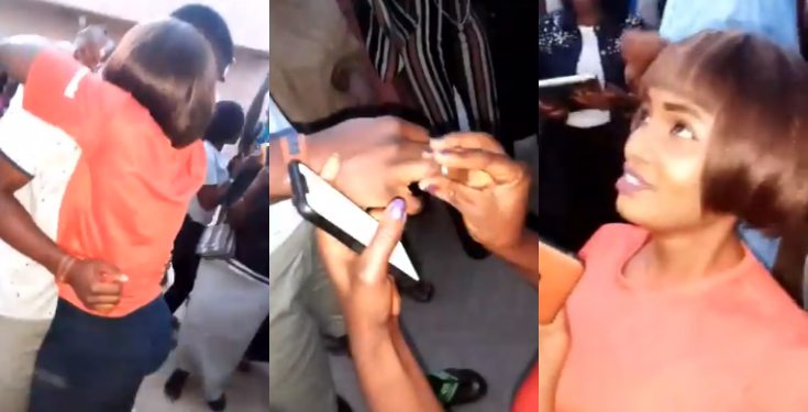 Nigerian lady proposes to her boyfriend in school and he accepts (video)