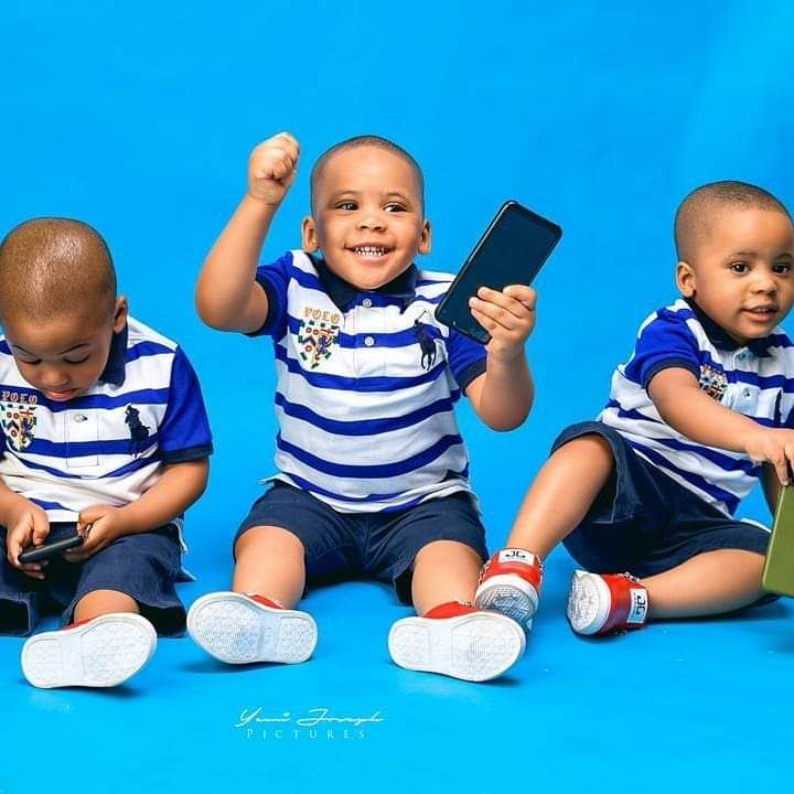 Femi Kayode's wife and triplet sons celebrate birthday