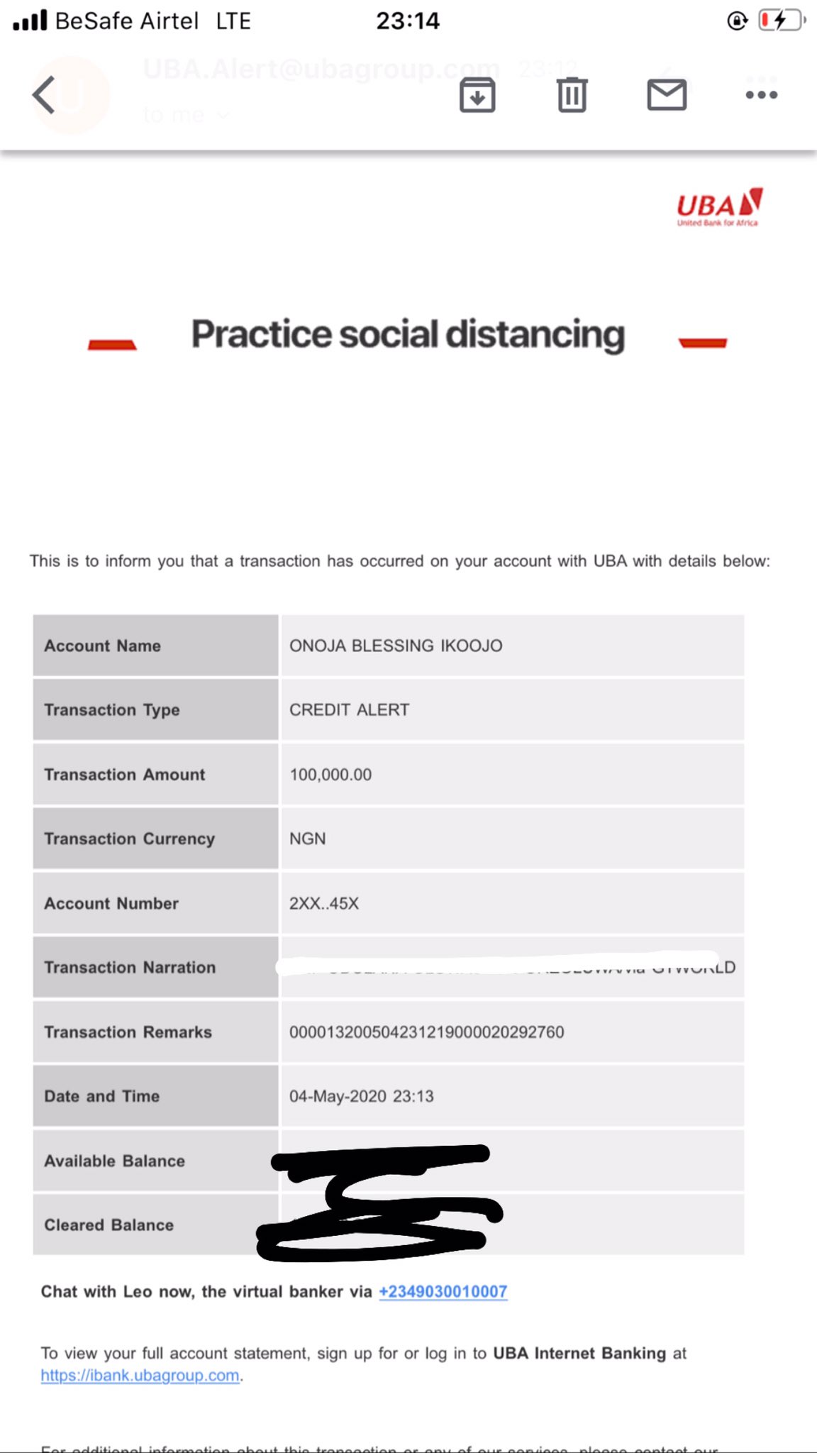 man surprises lady with N100k