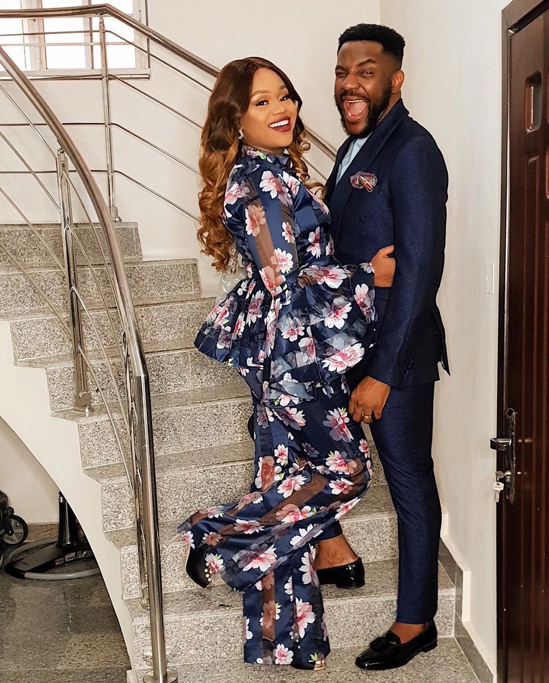 "He has found another talent" - Ebuka's wife, Cynthia gushes over her hubby as he relaxes her hair (Video)