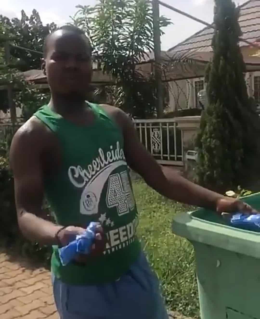 Lady confronts man collecting used sanitary pads from dustbin (Video)