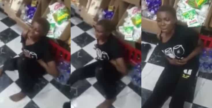 Lady allegedly caught stealing in a shop she previously stole from in Warri (video)