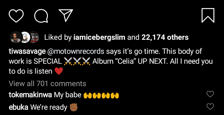 Singer, Tiwa Savage set to drop new album, reveals name (Details)