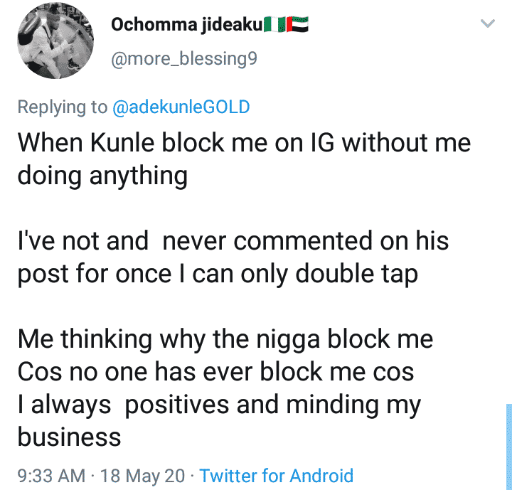 Man seeks to find out why Adekunle Gold blocked him